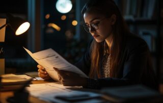 Business Person Reading Financial Statement